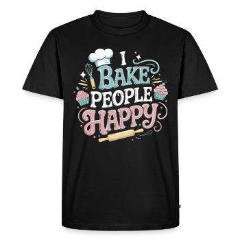 I Bake People Happy Funny Baking Lover Gifts Men - Men's Premium Organic T-Shirt - black - Front - Nico (187cm)