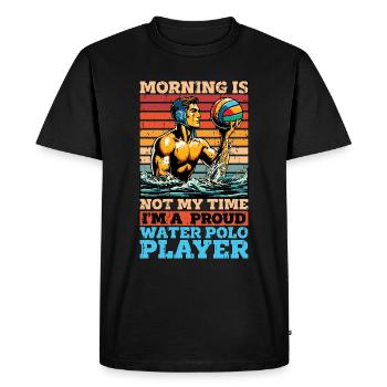 Le matin du water-polo n’est pas mon temps Sports de ballon - T-shirt Premium bio Homme - noir - Devant - Nico (187cm)