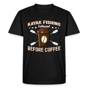 Amateur de pêche en kayak avant le café canoë - T-shirt Premium bio Homme - noir - Devant - Nico (187cm)