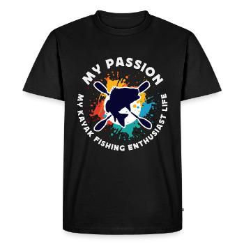 Pêche en kayak Ma passion Mon amateur de canoë - T-shirt Premium bio Homme - noir - Devant - Nico (187cm)