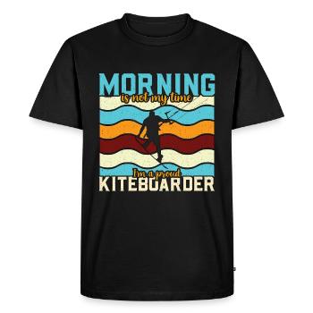 Le matin du kitesurf n’est pas mon heure, je suis véliplanchiste - T-shirt Premium bio Homme - noir - Devant - Nico (187cm)