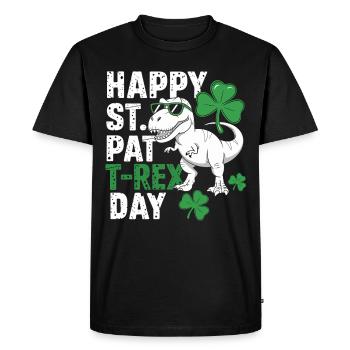 Happy St. Pat T-Rex Day Dinosaure T-Rex Trèfles - T-shirt Premium bio Homme - noir - Devant - Nico (187cm)