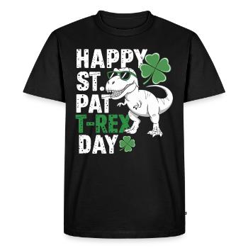 Happy St. Pat T-Rex Day Dinosaure T-Rex Trèfles - T-shirt Premium bio Homme - noir - Devant - Nico (187cm)