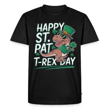 Happy St. Pat T-Rex Day Dinosaure T-Rex Trèfles - T-shirt Premium bio Homme - noir - Devant - Nico (187cm)