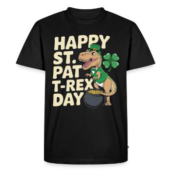 Happy St. Pat T-Rex Day Dinosaure T-Rex Trèfles - T-shirt Premium bio Homme - noir - Devant - Nico (187cm)