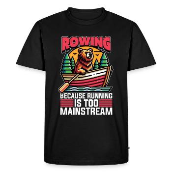 L’aviron parce que la course à pied est trop courante - T-shirt Premium bio Homme - noir - Devant - Nico (187cm)