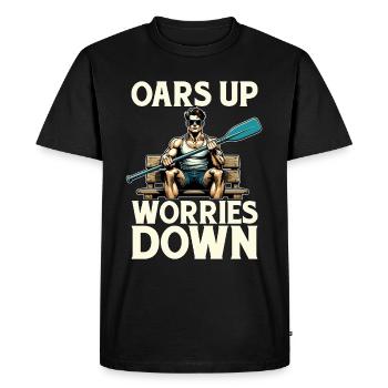 Water Rowing Oars Up Worries Down Water Sports - Men's Premium Organic T-Shirt - black - Front - Nico (187cm)