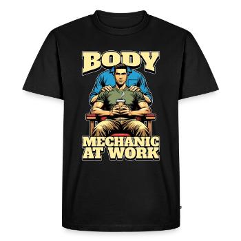 Physiothérapeute Mécanicien corporel chez Chiropraticien - T-shirt Premium bio Homme - noir - Devant - Nico (187cm)