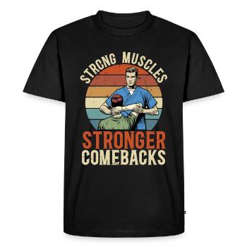 Physiothérapeute Muscles forts Physiothérapeute - T-shirt Premium bio Homme - noir - Devant - Nico (187cm)