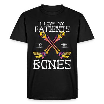 Chirurgien orthopédiste J’aime mes patients Orthopédie - T-shirt Premium bio Homme - noir - Devant - Nico (187cm)