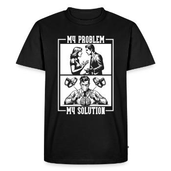 Neurochirurgien Mon problème Ma solution Pictogramme Papa - T-shirt Premium bio Homme - noir - Devant - Nico (187cm)
