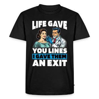 Plastic Surgery Life Gave You Lines Cosmetic Nurse - Men's Premium Organic T-Shirt - black - Front - Nico (187cm)