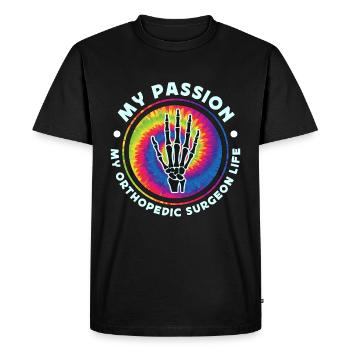 Chirurgien orthopédique Ma passion Ma physiothérapie - T-shirt Premium bio Homme - noir - Devant - Nico (187cm)