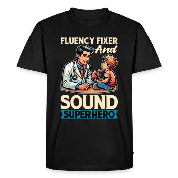 Orthophonie Fixeur De Fluidité Et Pathologiste Du Son - T-shirt Premium bio Homme - noir - Devant - Nico (187cm)