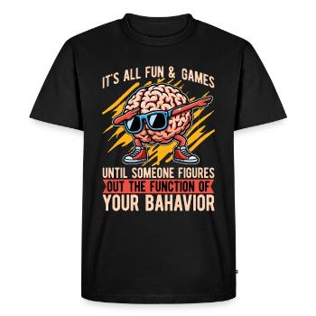 Thérapeute comportementale It’s All Fun & Psychology - T-shirt Premium bio Homme - noir - Devant - Nico (187cm)