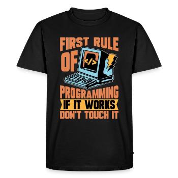 Codeur Première règle de programmation si développeur Web - T-shirt Premium bio Homme - noir - Devant - Nico (187cm)