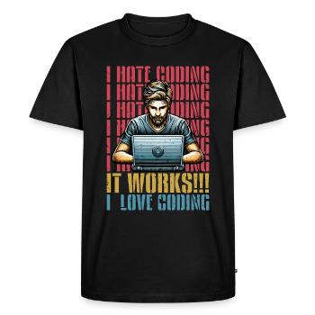Coder I Hate Coding Developer Technology Coders - Men's Premium Organic T-Shirt - black - Front - Nico (187cm)
