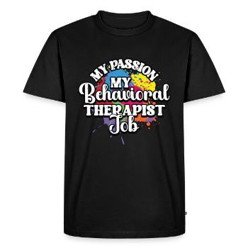 Thérapeute comportementale Ma passion Ma thérapie ABA - T-shirt Premium bio Homme - noir - Devant - Nico (187cm)