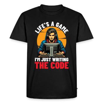 Coder Life's A Game I'm Just Web Developer Coders - Men's Premium Organic T-Shirt - black - Front - Nico (187cm)