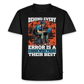 Le codeur derrière chaque erreur est un codeur développeur Web - T-shirt Premium bio Homme - noir - Devant - Nico (187cm)