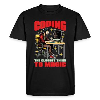 Coder Coding The Closest Thing To Magic Developer - Men's Premium Organic T-Shirt - black - Front - Nico (187cm)