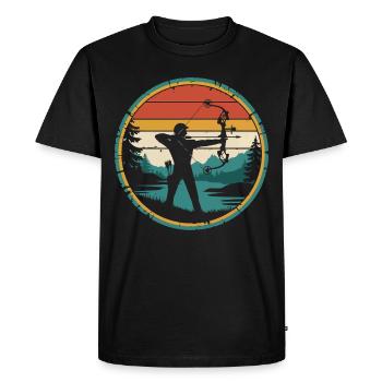 Rétro Vintage Arc Chasse Tir à l’arc Cadeaux - T-shirt Premium bio Homme - noir - Devant - Nico (187cm)