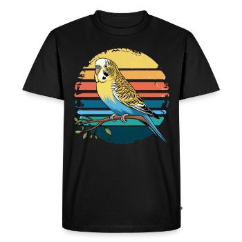 Perruche Perruche Rétro Coucher de soleil Vintage Perruche - T-shirt Premium bio Homme - noir - Devant - Nico (187cm)