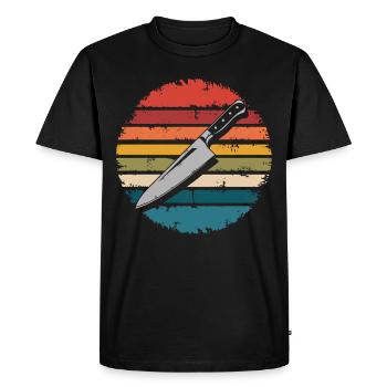 Couteau de chef vintage Cadeaux de cuisine culinaire Chefs - T-shirt Premium bio Homme - noir - Devant - Nico (187cm)