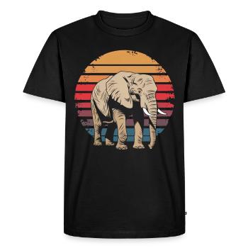 Rétro Vintage Éléphant Faune Nature Éléphant - T-shirt Premium bio Homme - noir - Devant - Nico (187cm)