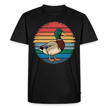 Rétro Vintage Canard Ferme Animal Canard Oiseaux Amoureux - T-shirt Premium bio Homme - noir - Devant - Nico (187cm)
