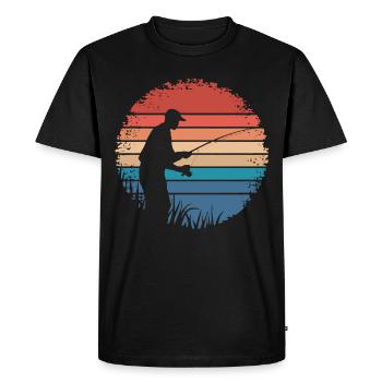 Rétro Vintage Pêche En Plein Air Pêche Amoureux Cadeaux - T-shirt Premium bio Homme - noir - Devant - Nico (187cm)