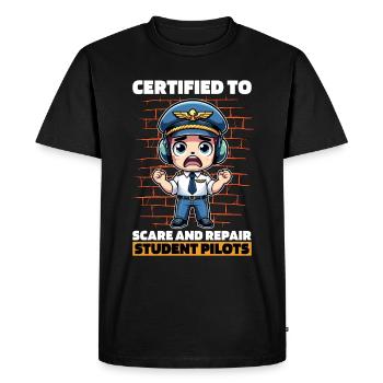 Instructeur de vol certifié pour faire peur à l’école de pilotage - T-shirt Premium bio Homme - noir - Devant - Nico (187cm)