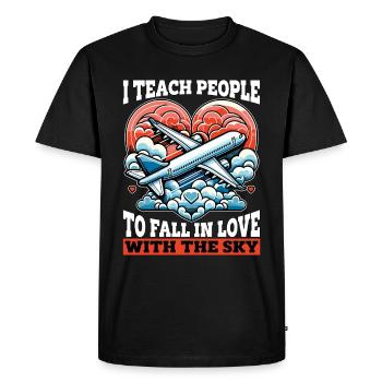 Instructeur de vol J’enseigne aux gens à l’école de pilotage - T-shirt Premium bio Homme - noir - Devant - Nico (187cm)