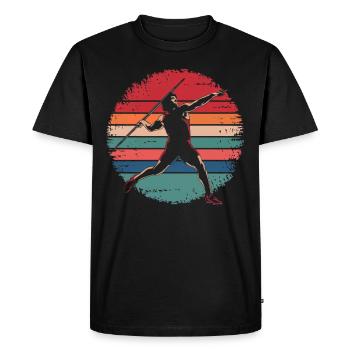 Rétro Vintage Javelot Lancer Athlétisme - T-shirt Premium bio Homme - noir - Devant - Nico (187cm)