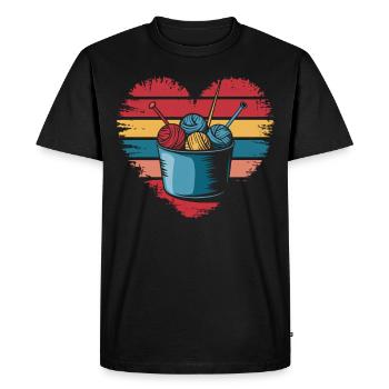 Retro Vintage Knitting Crochet Yarn Lovers Gifts - Men's Premium Organic T-Shirt - black - Front - Nico (187cm)