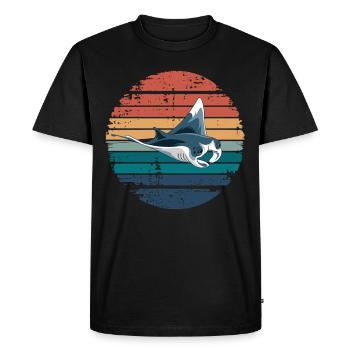 Raie Manta Rétro Vintage Océan Animal Amoureux de la mer - T-shirt Premium bio Homme - noir - Devant - Nico (187cm)