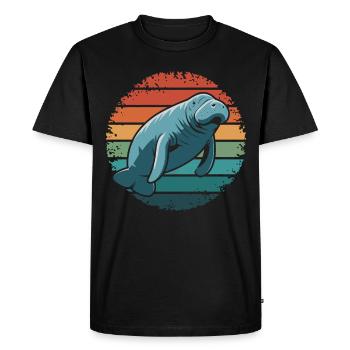 Lamantin Rétro Vintage Océan Animal Drôle Vache de Mer - T-shirt Premium bio Homme - noir - Devant - Nico (187cm)