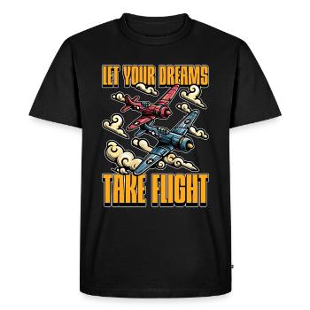 Pilote de voltige Laissez vos rêves prendre l’avion - T-shirt Premium bio Homme - noir - Devant - Nico (187cm)