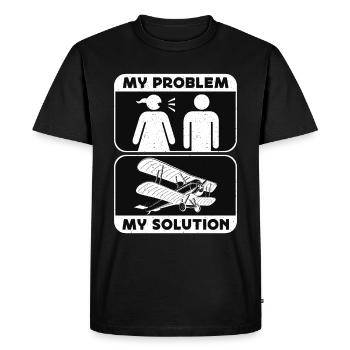Pilote de voltige Mon problème Mon pictogramme Papa Maman - T-shirt Premium bio Homme - noir - Devant - Nico (187cm)
