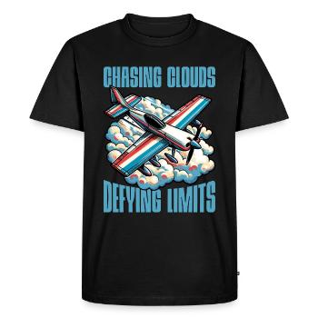 Pilote de voltige à la poursuite des nuages défiant le modèle pilote - T-shirt Premium bio Homme - noir - Devant - Nico (187cm)
