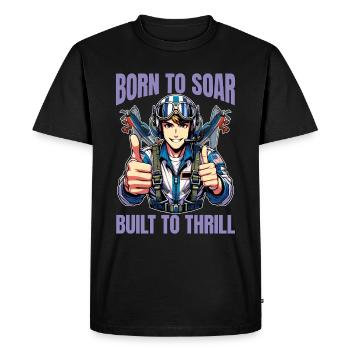 Pilote de voltige né pour s’envoler : les manœuvres de voltige - T-shirt Premium bio Homme - noir - Devant - Nico (187cm)