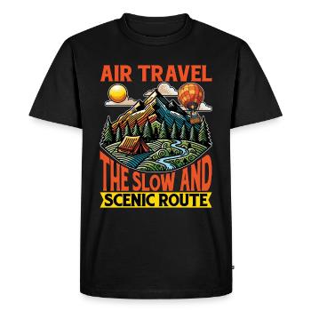 Montgolfière Voyage en avion L’aéronaute lent - T-shirt Premium bio Homme - noir - Devant - Nico (187cm)