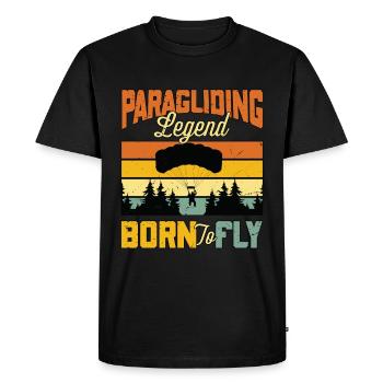 Parapente Légende du parapente Born To Fly Parachutiste - T-shirt Premium bio Homme - noir - Devant - Nico (187cm)