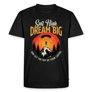 Parapente Voile haut Rêver grand aime le parachutisme - T-shirt Premium bio Homme - noir - Devant - Nico (187cm)