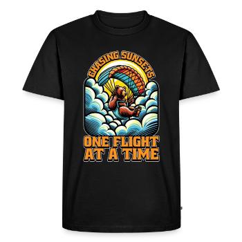 Parapente À la poursuite des couchers de soleil Parachutisme Parapente - T-shirt Premium bio Homme - noir - Devant - Nico (187cm)