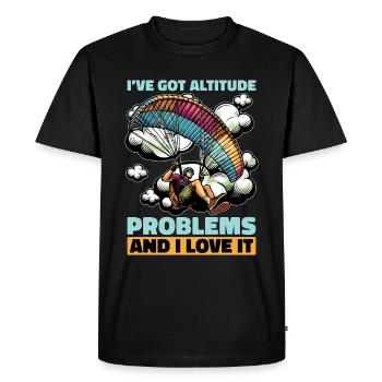 Parapente J’ai des problèmes d’altitude Parachutisme - T-shirt Premium bio Homme - noir - Devant - Nico (187cm)