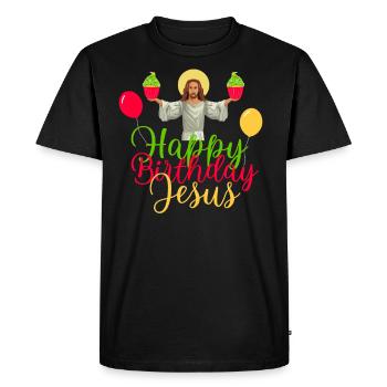 Happy Birthday Jesus - Men's Premium Organic T-Shirt - black - Front - Nico (187cm)