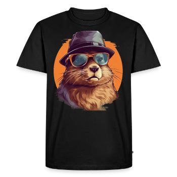 Urban Builder Beaver Streetwear | Amateurs de castors - T-shirt Premium bio Homme - noir - Devant - Nico (187cm)