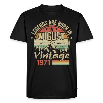 Août 1971 Anniversaire 1971 - Légendes Août 1971 - T-shirt Premium bio Homme - noir - Devant - Nico (187cm)