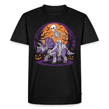 Skeleton riding a dinosaur on Halloween - Men's Premium Organic T-Shirt - black - Front - Nico (187cm)